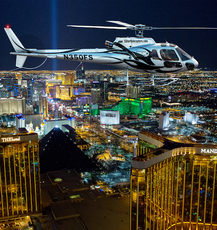 Self drive or Uber/Lyft to the 5 Star Heli-Port located minutes away from the Las Vegas Resort hotels for your Las Vegas helicopter night strip flight tour. 